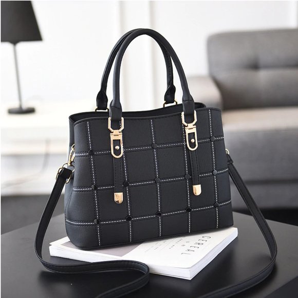 Handbags - Large Capacity Vegan Leather Black Shoulder Bag